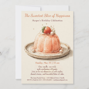 Invitation Elégant gâteau rose Aquarelle Anniversaire Invitat