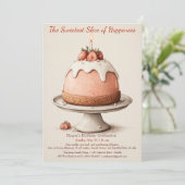 Invitation Elégant gâteau rose Aquarelle Anniversaire Invitat (Debout devant)