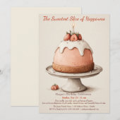 Invitation Elégant gâteau rose Aquarelle Anniversaire Invitat (Devant / Derrière)