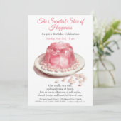 Invitation Elégant gâteau rose Aquarelle Anniversaire Invitat (Debout devant)