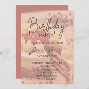 Invitation Élégant gâteau simple moderne 34e anniversaire