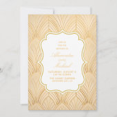 Invitation Elégant Gatsby Art Déco Mariage blanc & or (Devant)