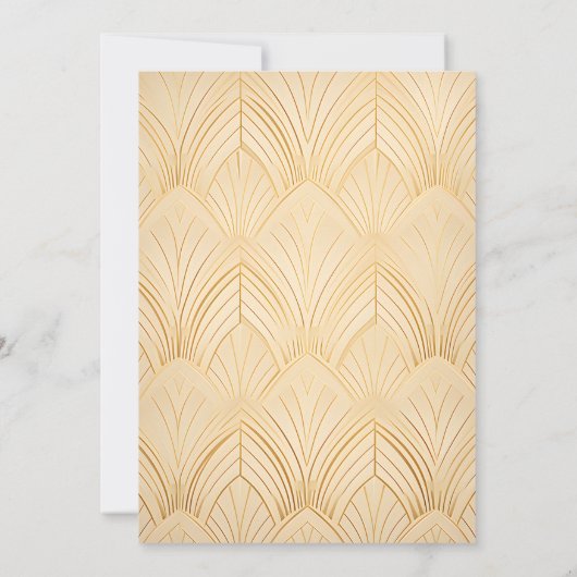 Invitation Elégant Gatsby Art Déco Mariage blanc & or (Dos)