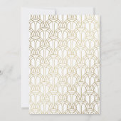 Invitation Elégant Gatsby Art Déco Roaring 20s White Gold (Dos)