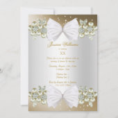 Invitation Elégant Gems & Bow Gold Anniversaire (Devant)