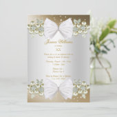 Invitation Elégant Gems & Bow Gold Anniversaire (Debout devant)