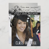 Invitation élégant génial noir d'obtention du (Devant / Derrière)