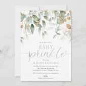 Invitation Élégant genre neutre verdure or bébé saupoudrer (Devant)