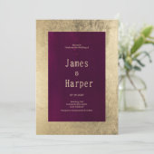 Invitation Elegant geometric gold burgundy Wedding (Debout devant)