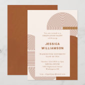 Invitation Elégant Géométrique Neutres Chauds Parti de Gradua (Devant / Derrière)