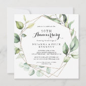 Invitation Élégant Géométrique Or 50e Anniversaire de Mariage (Devant)
