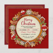 Invitation Elegant Gingerbread & Poinsettia Christmas (Devant / Derrière)