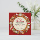 Invitation Elegant Gingerbread & Poinsettia Christmas (Debout devant)