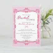Invitation Elegant Glam Frame & Pink Stripes Bridal Shower (Debout devant)