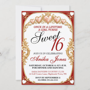 Invitation Élégant Glam Sweet 16 Anniversaire