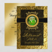 Invitation Élégant Glamor Parti de retraite bossée (Devant / Derrière)