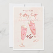 Invitation Elegant Glamorous Pink Champagne Birthday  (Devant)