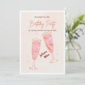 Invitation Elegant Glamorous Pink Champagne Birthday  (Debout devant)
