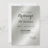 Invitation Élégant glamour à 30e anniversaire (Dos)