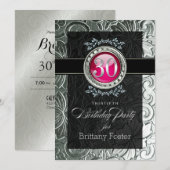 Invitation Élégant glamour à 30e anniversaire (Devant / Derrière)