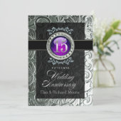 Invitation Élégant Glamour Gaufrage 15e Anniversaire (Debout devant)