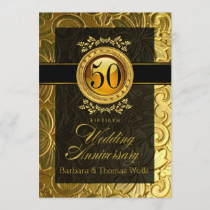 Invitation Élégant Glamour Gaufrage 50e Anniversaire