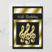 Invitation Elégant, Glamour Gold Treble Clefs 65e anniversair (Devant)