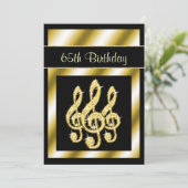 Invitation Elégant, Glamour Gold Treble Clefs 65e anniversair (Debout devant)