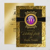 Invitation Élégant glamour inscrit 40e anniversaire (Devant / Derrière)