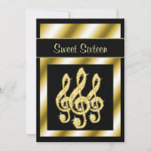 Invitation Élégant, Glamour Treble Clefs Dorés Sweet 16 (Devant)