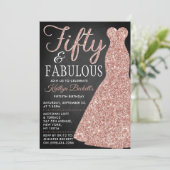 Invitation Elegant Glitter Dress | Fifty & Fabulous Birthday (Debout devant)