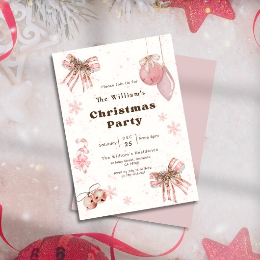 Invitation Elegant Glitter Pink Coquette Christmas Party