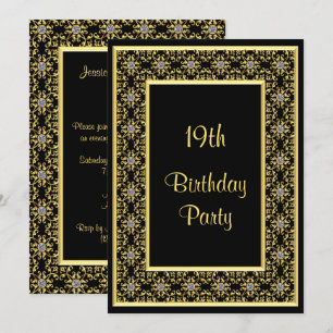 Invitation Elegant Gold, 19e anniversaire de Diamond Gem
