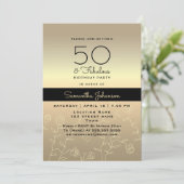 Invitation Elégant Gold 50e anniversaire (Debout devant)