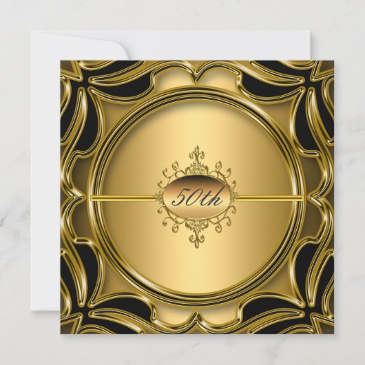 Invitation Elégant Gold 50e Anniversaire de fête d'anniversai (Devant)