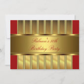 Invitation Elégant Gold 50th Birthday Party Event Red 2 (Devant)