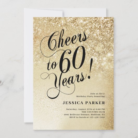 Invitation Elégant Gold 60e anniversaire (Devant)