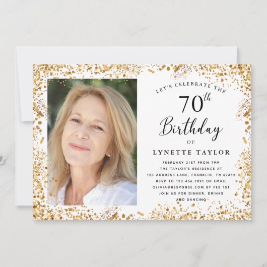 Invitation Elégant Gold 70e anniversaire (Devant)