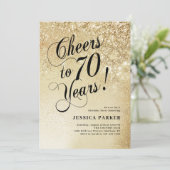 Invitation Elégant Gold 70e anniversaire (Debout devant)