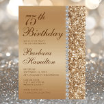 Invitation Elégant Gold 75e anniversaire<br><div class="desc">Cette élégante parties scintillant d'or et diamant face 75e anniversaire Photo invitation est parfait pour votre Soixante-quinzième anniversaire ou celui de votre bien-aimé. Chic, tendance et design tout en restant classe. Les polices modernes et traditionnelles sont nettes et propres et rendent cette invitation unique et unique. Ces invitations étincelantes et...</div>