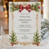 Invitation Elegant Gold and Red Bow Christmas Party