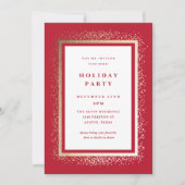 Invitation Elegant Gold and Red Sparkle Holiday Party (Devant)