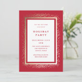 Invitation Elegant Gold and Red Sparkle Holiday Party (Debout devant)