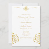 Invitation Elegant Gold and White Damask Wedding Rehearsal (Devant)