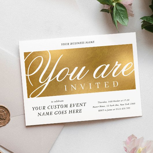 Invitation Élégant Gold Annuel Gala de Charité Dîner d'affair