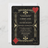 Invitation Elégant Gold Art Deco Casino QR Code Mariage (Devant)
