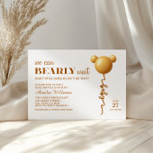 Invitation Elegant Gold Bear Balloon Bearly Wait Neutral