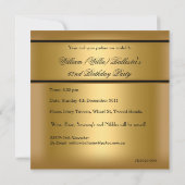 Invitation Elégant Gold Birthday Party Mens (Dos)