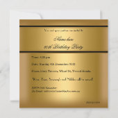Invitation Elégant Gold Birthday Party Mens 60e (Dos)