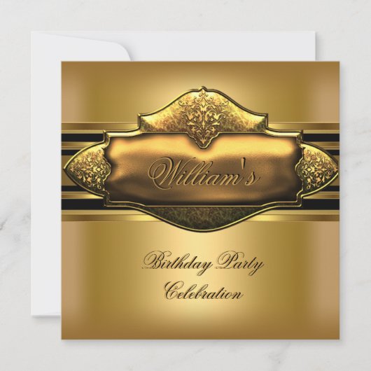 Invitation Elégant Gold Birthday Party Mens 60e (Devant)